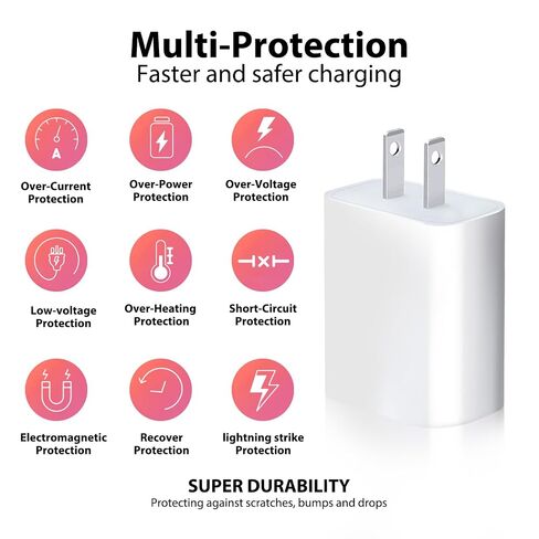 USB Wall Charger 5V 2A 10W Charger Power Adapter, Fast Charging USB Block, Charging Plug Block Cube, Wall Plug for iPhone 17 16 15, iPad, Phone,Speaker ,Sumsung, Android, Kindle Tablet & More -White in Saudi Arabia
