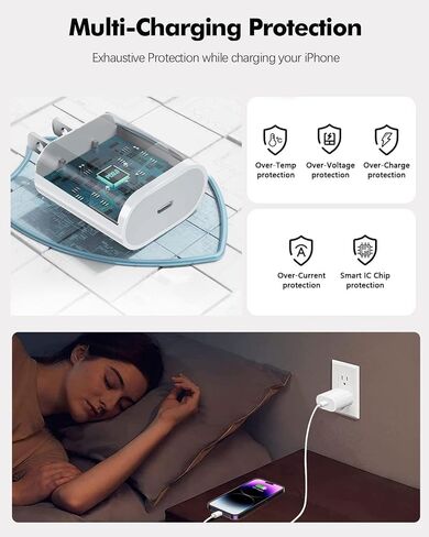 20W USB C Fast Charger for iPad Pro 13/12.9/11 inch, iPad Air 13/11 inch 6/5/4th Generation, iPad 10th Generation, iPad mini 6, Fast Charger Block with 6.6ft USB C to C Charging Cable in Saudi Arabia