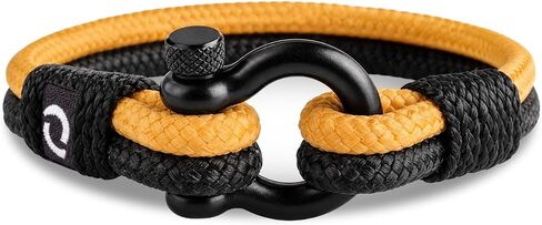 Mens Rope Bracelet - Stainless Steel Black Shackle, Extremely Durable and Scratch Resistant Waterproof Paracord, Handmade, Nautical Wristband for Men in Kuwait