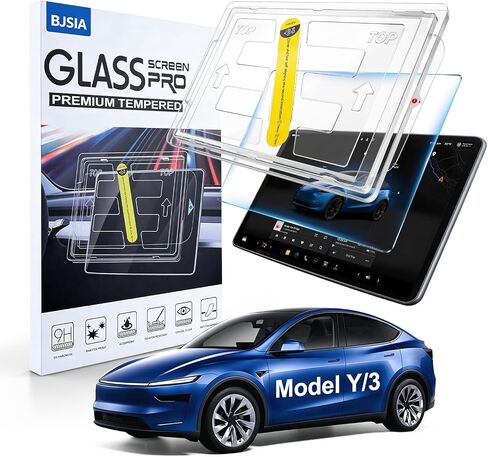 BJSIA Screen Protector compatible with 2026 Tesla Model Y Juniper(Premium & Performance) Screen Protector [No Glare & Anti-Fingerprint] – 16" Tempered Glass for Premium & Performance Model, Bubble-Free, with Alignment Kit – Model Y 2026 Car Accessories in Kuwait