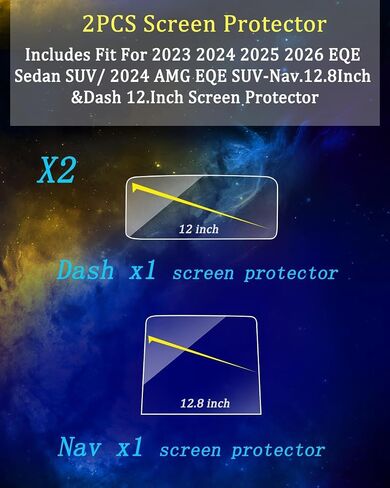 2024 Mercedes EQE Screen Protector for 2023 2024 2025 2026 Mercedes Benz EQE Sedan SUV / 2024 AMG EQE SUV / 2022-2025 S580 S Class Nav.12.3Inch+Dash12.8Inch Display Tempered Glass Film for 2025 EQE (2pcs) in Saudi Arabia