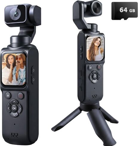 4K Vlogging Camera Pocket Cam with Face Tracking, 64GB Card in Saudi Arabia