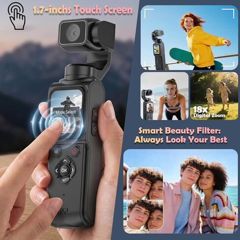 4K Vlogging Camera Pocket Cam with Face Tracking, 64GB Card in Saudi Arabia