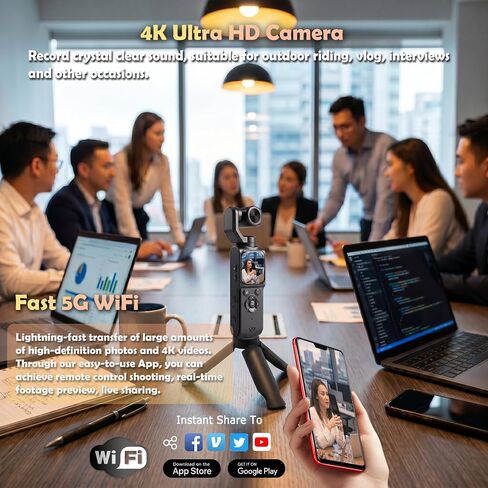 4K Vlogging Camera Pocket Cam with Face Tracking, 64GB Card in Saudi Arabia