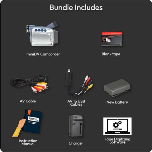 Tech Collector miniDV Tape Player Camcorder w/Blank Tape, AV Cable, USB in Kuwait