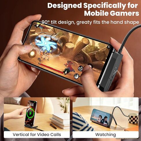 USB C to Lightning Charging Cable with Stand - 90 Degree 2 in 1 Invisible Holder Charger Cable for iPhone 14/13/12/11 Pro Max XS XR iPad, 27W PD Fast Charging Sideways Flat iPhone Cord Cable 6FT in Kuwait
