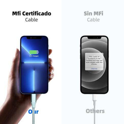 3 Pack 10 FT iPhone Charger Fast Charging Cord MFi Certified Lightning Cable Nylon Braided iPhone Charger Cord Compatible with iPhone 14 13 12 11 Pro Max XR XS X 8 7 6 Plus SE and More(Light blue) in Kuwait