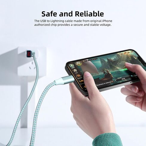 3 Pack 10 FT iPhone Charger Fast Charging Cord MFi Certified Lightning Cable Nylon Braided iPhone Charger Cord Compatible with iPhone 14 13 12 11 Pro Max XR XS X 8 7 6 Plus SE and More(Light blue) in Kuwait