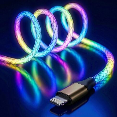 Light up iPhone Charger, RGB Colorful Gradual LED Lightning Cable MFi USB A to Lightning Charging/Sync Cord Compatible with iPhone 14 13 12 11 Pro Max XR XS X 8 7 6 Plus iPad More (6 FT) in Saudi Arabia