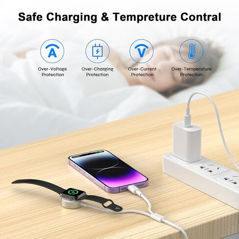 Fast Charger for Apple Watch Charger,2-in-1 USB C Charger Plug with 4FT iWatch Portable Wireless Fast Charging Cord Compatible with Apple Watch Ultra Series 10/9/8/7/SE/6/5/4/3/2/1/iPhone 14/13/12/11 in Saudi Arabia