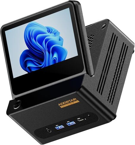 AOOSTAR G-FLIP Mini PC, AMD Ryzen 7 H255, 5-inch Foldable Touchscreen, Barebone Mini Computer, Dual USB4, OCuLink, Dual 2.5GbE LAN, 2× DDR5 Slots, 2× M.2 NVMe Slots, No RAM/SSD/OS in Kuwait