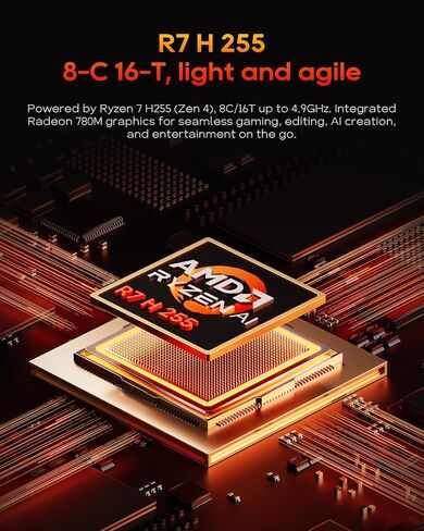 AOOSTAR G-FLIP Mini PC, AMD Ryzen 7 H255, 5-inch Foldable Touchscreen, Barebone Mini Computer, Dual USB4, OCuLink, Dual 2.5GbE LAN, 2× DDR5 Slots, 2× M.2 NVMe Slots, No RAM/SSD/OS in Kuwait