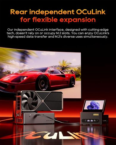 AOOSTAR G-FLIP Mini PC, AMD Ryzen 7 H255, 5-inch Foldable Touchscreen, Barebone Mini Computer, Dual USB4, OCuLink, Dual 2.5GbE LAN, 2× DDR5 Slots, 2× M.2 NVMe Slots, No RAM/SSD/OS in Kuwait