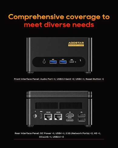 AOOSTAR G-FLIP Mini PC, AMD Ryzen 7 H255, 5-inch Foldable Touchscreen, Barebone Mini Computer, Dual USB4, OCuLink, Dual 2.5GbE LAN, 2× DDR5 Slots, 2× M.2 NVMe Slots, No RAM/SSD/OS in Kuwait