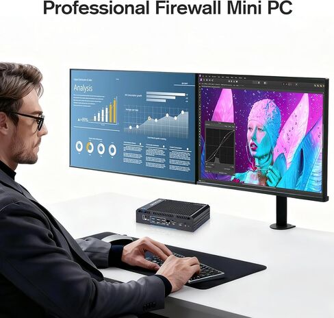 Fanless Router Firewall Appliance Mini PC with 2X SFP+ 4X i226-V LAN Ethernet Intel N150(up to 3.6GHz), Network Gateway Soft Router AES NI/HD/COM 8G DDR4 128G SSD M.2 NVME (Intel N150) in Kuwait