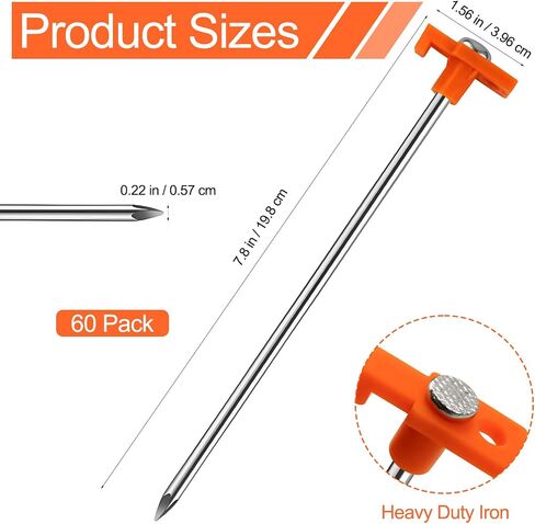 40 Pack Tent Stakes Heavy Duty, 7.8 Inch Galvanized Non-Rust in Saudi Arabia