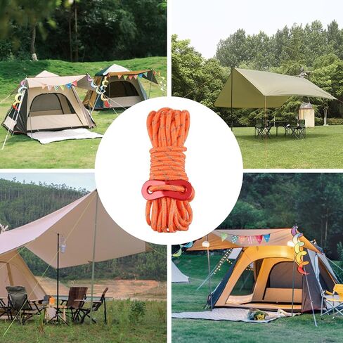 TRIWONDER Camping Tent Stakes Pegs Metal Stake for Ground with Reflective Guylines Guy Rope Adjusters Tensioner Hiking Backpacking (Orange - 4 Pack) in Kuwait