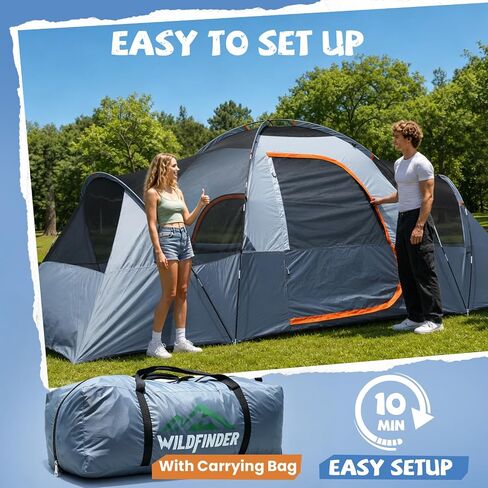 WildFinder Camping Tent 10 Person, Family Tent for Camping with Rainfly in Kuwait