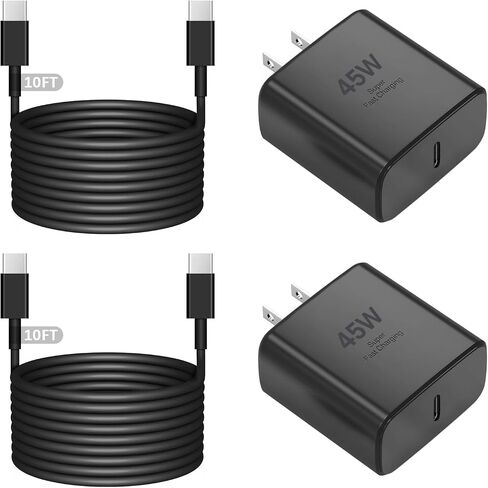 شاحن iPhone سريع الشحن، 2 حزمة شاحن USB C فائق السرعة بقدرة 45 وات وسلك كابل شحن من النوع C بطول 10 أقدام لهاتف iPhone 17e/17 Pro Max/17 Pro/17 Air/17/16 Pro/15، iPad Pro/Mini/Air، Galaxy S26 (برتقالي) in Kuwait