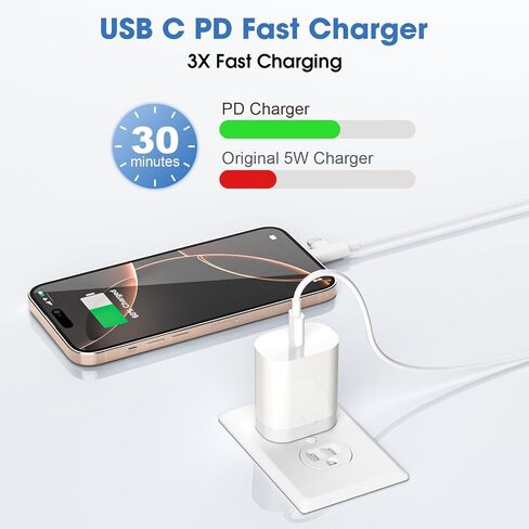 30W USB C Charger 2 Pack with 6FT 2-in-1 USB C & Lightning Cable in Kuwait