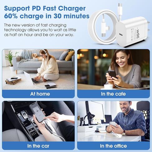 30W USB C Charger 2 Pack with 6FT 2-in-1 USB C & Lightning Cable in Kuwait