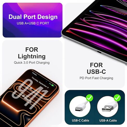 USB C Super Fast Charger, 3-Pack 30W Dual Port PD+QC Fast Charger Adapter Block for iPhone 14/14 Pro/14 Pro Max/13/12/SE iPad/MacBook air, (25W PPS) Type C Charging for Samsung S21 S22 Pixel in Kuwait