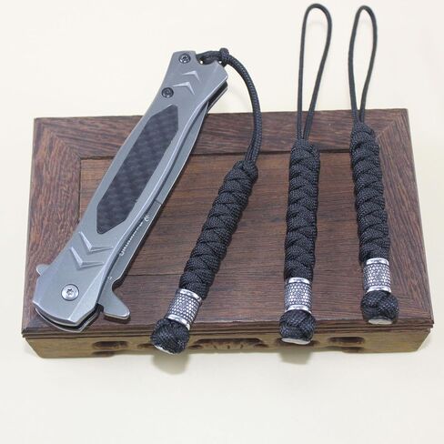 Trufas 3 Pack Paracord Knife Lanyards with Beads Tactical Lanyards Black in Saudi Arabia