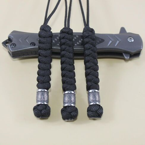 Trufas 3 Pack Paracord Knife Lanyards with Beads Tactical Lanyards Black in Saudi Arabia