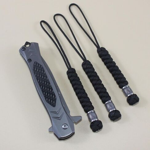 Trufas 3 Pack Paracord Knife Lanyards with Beads Tactical Lanyards Black in Saudi Arabia