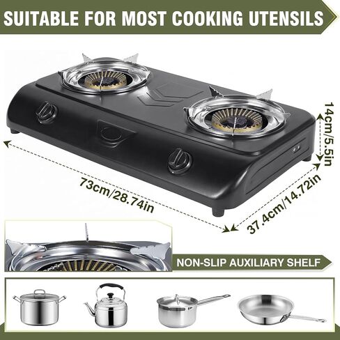 Bestfire Portable Outdoor Propane Stove, 24,000 BTU Dual Burners with Auto Ignition, Rust-Resistant Alloy Steel, Regulator & Hose, Portable Propane Camp Stove for Camping, RV, Tailgating, BBQ in Saudi Arabia