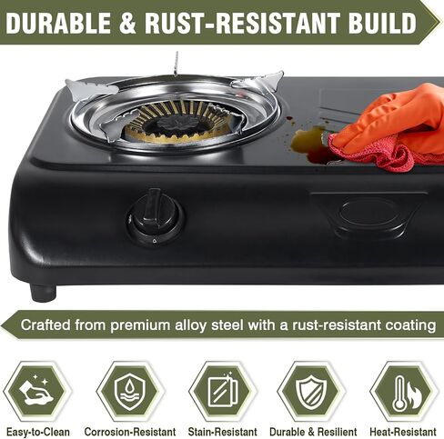 Bestfire Portable Outdoor Propane Stove, 24,000 BTU Dual Burners with Auto Ignition, Rust-Resistant Alloy Steel, Regulator & Hose, Portable Propane Camp Stove for Camping, RV, Tailgating, BBQ in Saudi Arabia