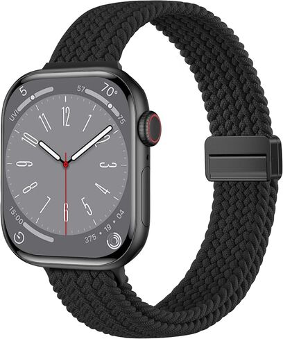 Slim Braided Stretchy Loop Compatible with Apple Watch Bands for Women 40mm 38mm 41mm 45mm 44mm 42mm 46mm, Thin Elastic Sport Nylon Wristband Strap for iWatch Band Series 11 10 9 8 7 6 5 4 2 1 SE 3 in Kuwait