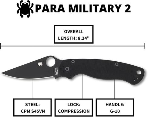 Spyderco Para Military 2 Folding Pocket Knife, PlainEdge in Saudi Arabia
