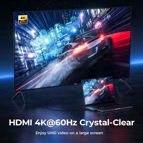 محول USB C HDMI Hub لجهاز MacBook Pro/Air M1 M2 2023 2022 2021 13 بوصة 15 بوصة 16 بوصة، RayCue USB C إلى HDMI Mac ملحقات متعددة المنافذ مع 4K HDMI، Thunderbolt 3، 3 منافذ بيانات USB A 3.0، قارئ بطاقة SD&TF in Kuwait