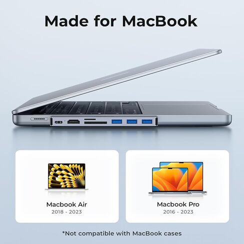 محول USB C HDMI Hub لجهاز MacBook Pro/Air M1 M2 2023 2022 2021 13 بوصة 15 بوصة 16 بوصة، RayCue USB C إلى HDMI Mac ملحقات متعددة المنافذ مع 4K HDMI، Thunderbolt 3، 3 منافذ بيانات USB A 3.0، قارئ بطاقة SD&TF in Kuwait