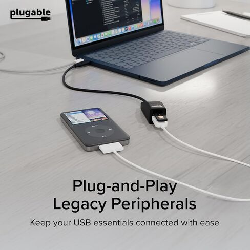 Plugable USB-C to Dual USB-A 2.0 Splitter, 2-Port Hub for USB-C Laptops: Keyboard, Mouse, Flash Drive, 480Mbps Data-Only, Plug-and-Play, 30cm Cable for Mac, Windows, ChromeOS, Linux (USBC-2PORT) in Saudi Arabia