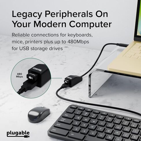 Plugable USB-C to Dual USB-A 2.0 Splitter, 2-Port Hub for USB-C Laptops: Keyboard, Mouse, Flash Drive, 480Mbps Data-Only, Plug-and-Play, 30cm Cable for Mac, Windows, ChromeOS, Linux (USBC-2PORT) in Saudi Arabia