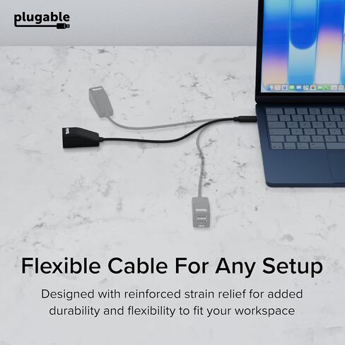 Plugable USB-C to Dual USB-A 2.0 Splitter, 2-Port Hub for USB-C Laptops: Keyboard, Mouse, Flash Drive, 480Mbps Data-Only, Plug-and-Play, 30cm Cable for Mac, Windows, ChromeOS, Linux (USBC-2PORT) in Saudi Arabia