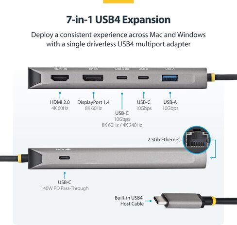 StarTech 7-in-1 USB4 Driverless Dual 4K Mini Dock with 140W PD and 2.5GbE in Saudi Arabia