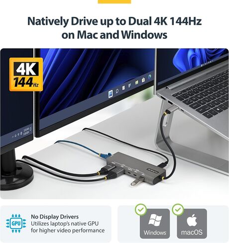 StarTech 7-in-1 USB4 Driverless Dual 4K Mini Dock with 140W PD and 2.5GbE in Saudi Arabia