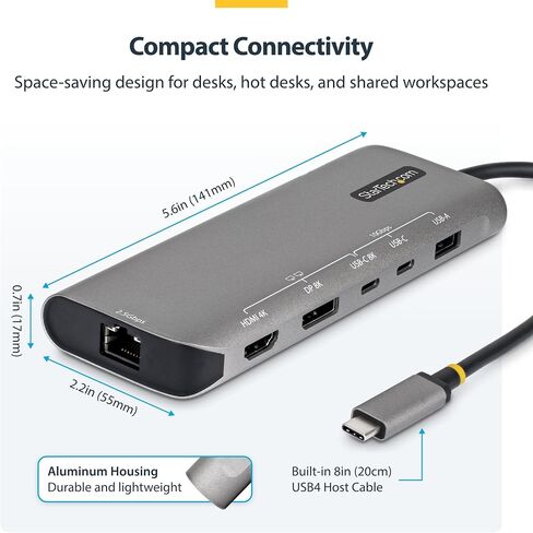 StarTech 7-in-1 USB4 Driverless Dual 4K Mini Dock with 140W PD and 2.5GbE in Saudi Arabia
