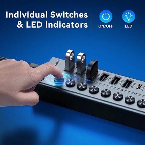 FIDECO 10-Port 72W Powered USB Hub 10Gbps, USB 3.2 Hub with PD 45W Charging in Saudi Arabia