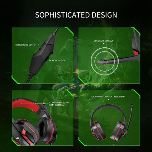 Kikc PS4 Gaming Headset with Mic for Xbox One, PS5, PC, Mobile Phone and Notebook, Controllable Volume Gaming Headphones with Soft Earmuffs for Kid (Red) in Saudi Arabia