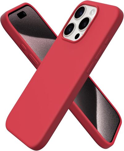 ORNARTO متوافق مع جراب iPhone 15 Pro مقاس 6.1 بوصة، غطاء مطاطي جل ناعم مغطى بالكامل بثلاث طبقات من السيليكون السائل، جراب هاتف نحيف واقٍ مقاوم للصدمات مع بطانة من الألياف الدقيقة المضادة للخدش - وردي طباشيري in Kuwait