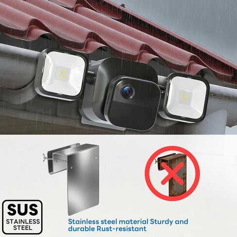 Gutter Mount Kit for Blink Outdoor 4 Floodlight Camera/Blink Out Door 3 Floodlight Cam, Stainless Steel Bracket, Anti-Rust Screws, No Drill Installation Suitable for Home Security Cameras in Saudi Arabia