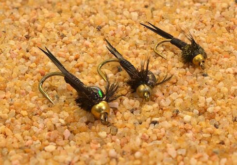 12 Flies - Black Copper John Bead Head Nymph Fishing Fly Tied on Mustad Signature Fly Hooks in Saudi Arabia