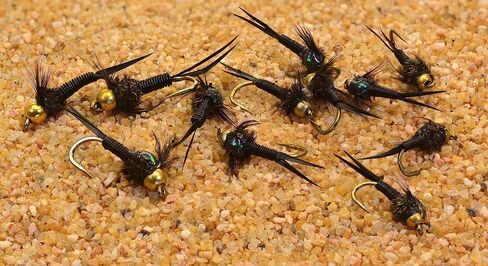 12 Flies - Black Copper John Bead Head Nymph Fishing Fly Tied on Mustad Signature Fly Hooks in Saudi Arabia