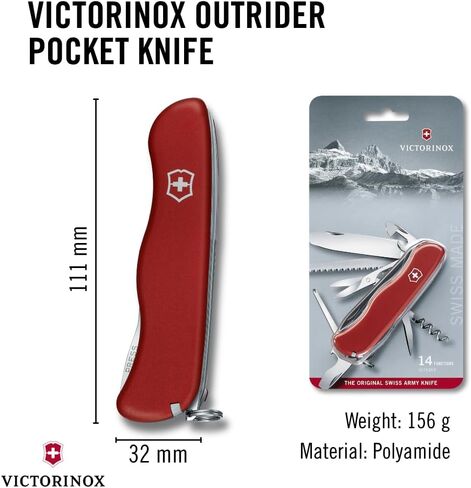 Victorinox Outrider Swiss Army Knife, 14-Function Pocket Knife, Red in Kuwait