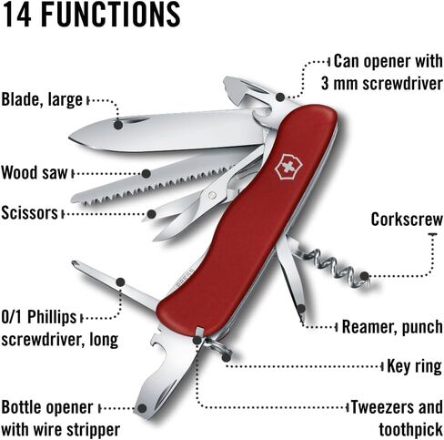 Victorinox Outrider Swiss Army Knife, 14-Function Pocket Knife, Red in Kuwait