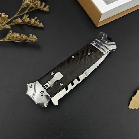 Goshawk 8.7'' One-handed Use Portable Knife with PocketClip，Gifts for Men，Daily Utility and Collectible Folding Knives，9Cr18MoV Blade and Wenge Wood Handle，EDC Tool for Camping，Hiking in Saudi Arabia